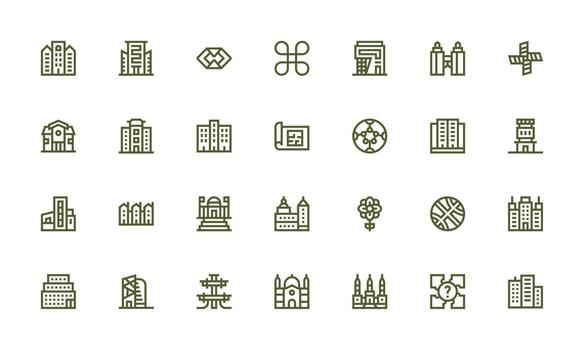 complejo presentando 28 íconos en negrita línea diseño interfaz íconos para diario utilizar vector