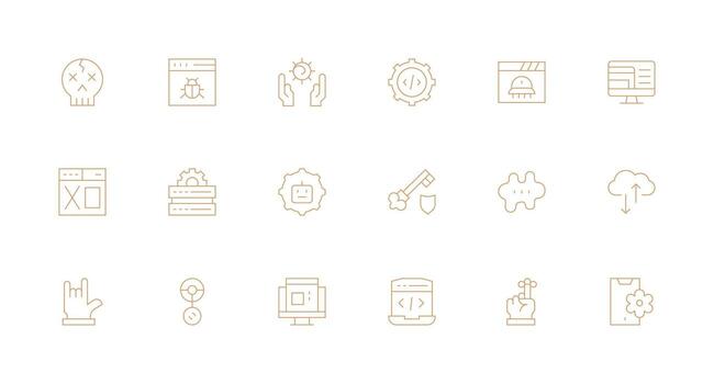 software conjunto con 18 mínimo línea íconos plano icono conjunto vector