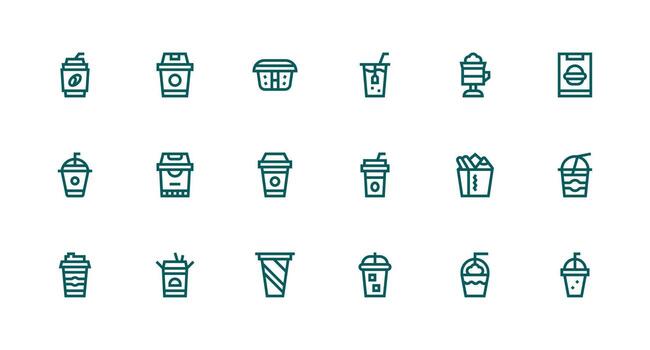 To Go featuring 18 Icons in Strong Stroke Line Design Simplified Icon Pack for Visual Tools vector