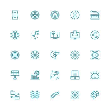 25 Medium Stroke Outline Icons for System Graphics Clean Icon Collection for Web Use vector