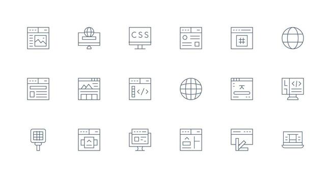 Browser including 18 Minimal Line Illustrations Editable Icon Collection vector