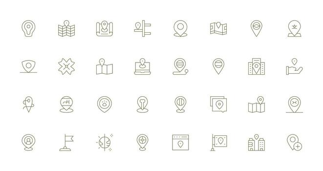 Geotag including 32 Thin Line Illustrations Full Icon Library for UI Designers vector