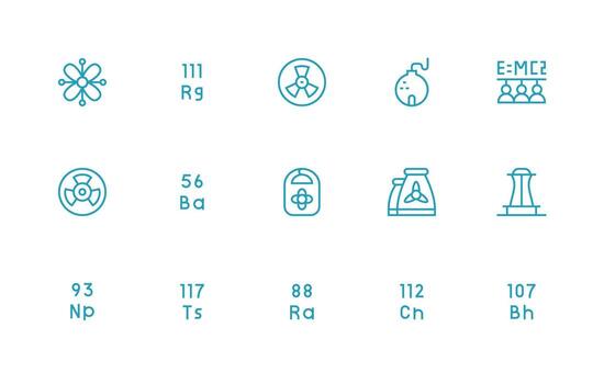 15 Regular Line Vectors for Nuclear Theme Neat Icon Set
