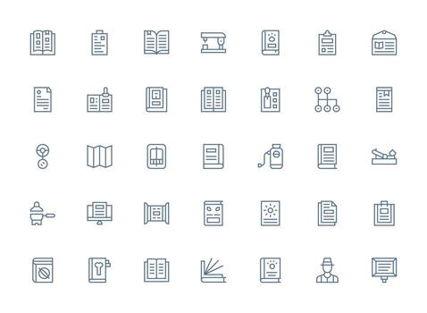 regular limpiar línea íconos desde manual conjunto con 35 vectores glifo icono serie