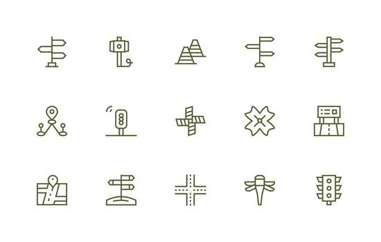 Intersection Visual Pack containing 15 Regular Line Icons Well-Structured Icons for Creative Use vector