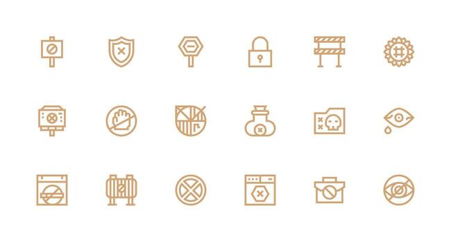 18 Strong Stroke Line Icons for Access Denied Graphics Responsive Icon Set for Flexible Layouts vector