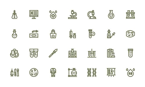 negrita línea estilo laboratorio íconos con 28 vectores icono conjunto para web