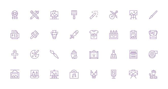 obra de arte visual paquete conteniendo 32 Delgado línea íconos completamente editable icono conjunto para web vector