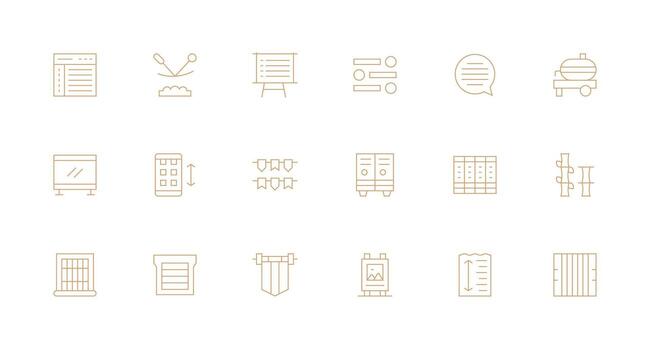 18 Icons for Horizontal in Minimal Line Format Organized Glyph Icons for Fast Design vector
