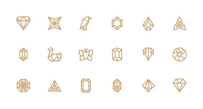 Faceted Icon Set with 18 Strong Stroke Line Graphics Basic Icon Series vector