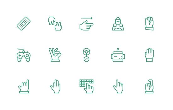 mando diseño íconos presentando 15 en regular línea estilo estándar icono paquete vector