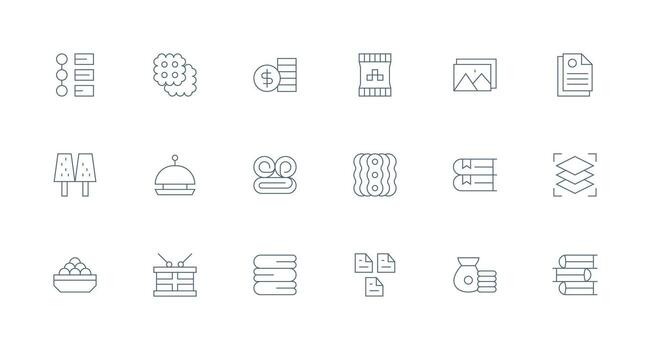 apilar diseño íconos presentando 18 en mínimo línea estilo compacto icono paquete vector