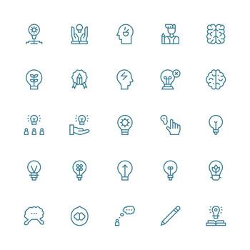 25 íconos para idea en medio carrera contorno formato todas dispositivo compatible icono conjunto vector