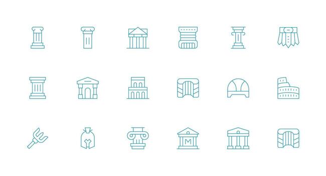 Minimal Line Icons from Roman Set with 18 Vectors Simple Icons for Interface and Wireframes