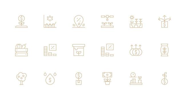 Yield Icon Set with 18 Minimal Line Graphics Customizable Icon Series for Mobile Screens vector