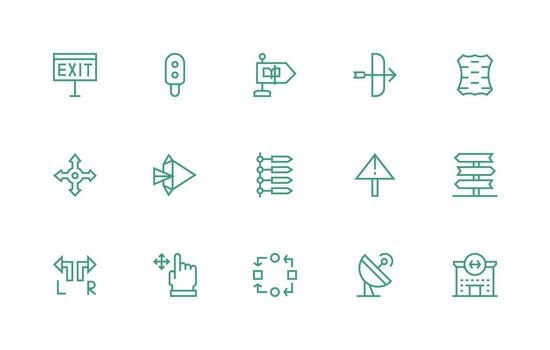 Directional Icon Set with 15 Regular Line Graphics Icon Collection Set vector