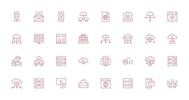 Thin Line Icons from Hosting Set with 32 Vectors Modern Line and Glyph Icon Series