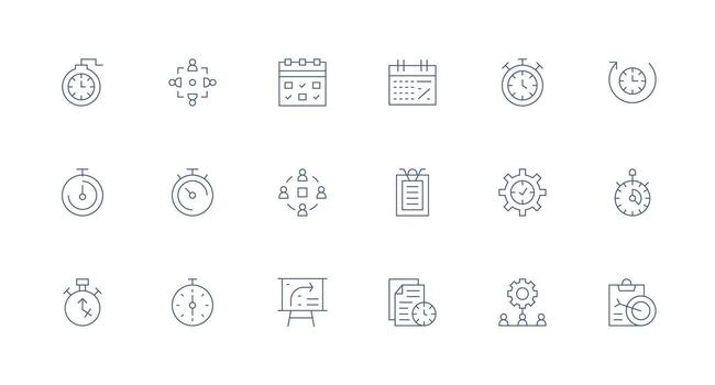 Project Management featuring 18 Icons in Minimal Line Design Creative Icon Set vector