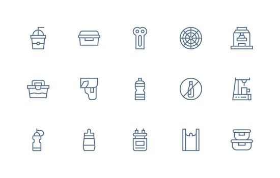 Plastic including 15 Regular Line Illustrations Well-Structured Icons for Creative Use vector