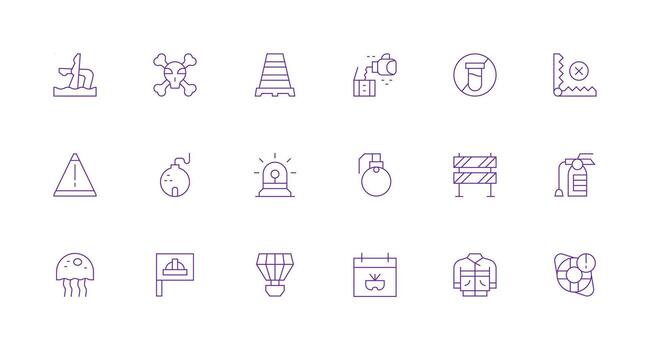 18 Minimal Line Style Icons from Hazard Collection Web Icon Collection vector