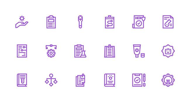 18 fuerte carrera línea íconos para procedimiento gráficos ui y ux enfocado icono colección vector