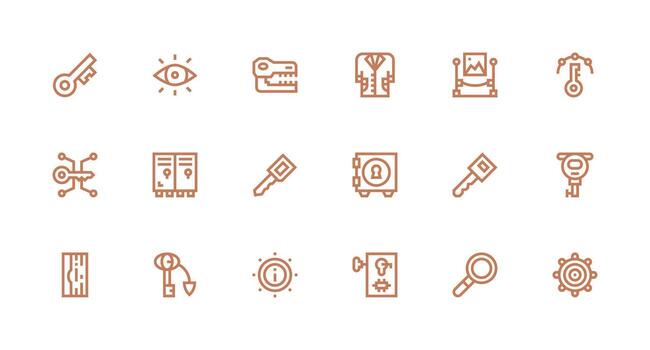 18 Strong Stroke Line Icons for Key Graphics Layout Icon Collection vector