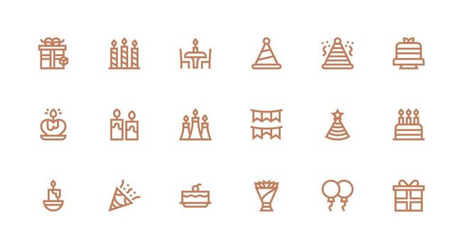 Strong Stroke Line Icons from Birthday Set with 18 Vectors UI Icon Set