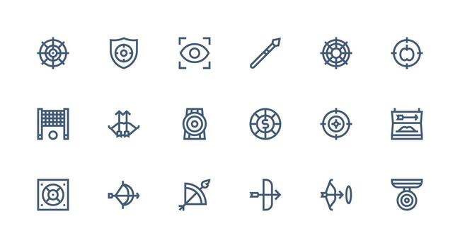 18 Icons for Target in Strong Stroke Line Format Compact Icon Set vector