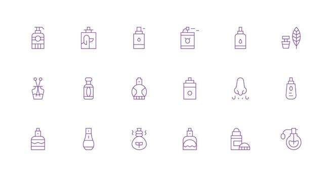 18 mínimo línea íconos para fragancia gráficos web y aplicación icono paquete colección vector