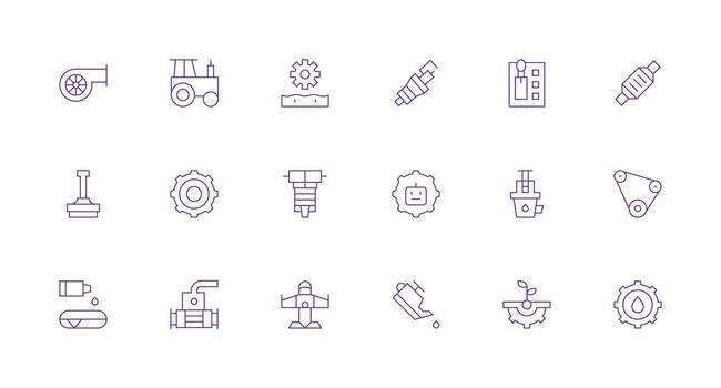 18 Minimal Line Icons for Engine Graphics Interface Icons for Daily Use vector