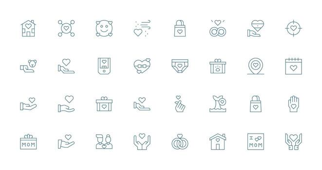 32 Delgado línea estilo íconos desde afecto colección multi-estilo íconos para creativo proyectos vector
