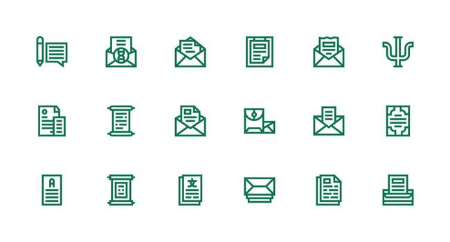 fuerte carrera línea íconos desde letra conjunto con 18 vectores web icono colección