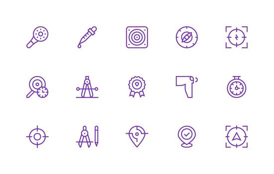 Precise Visual Pack containing 15 Regular Line Icons Clean Icon Set Icon Pack for UI Projects vector