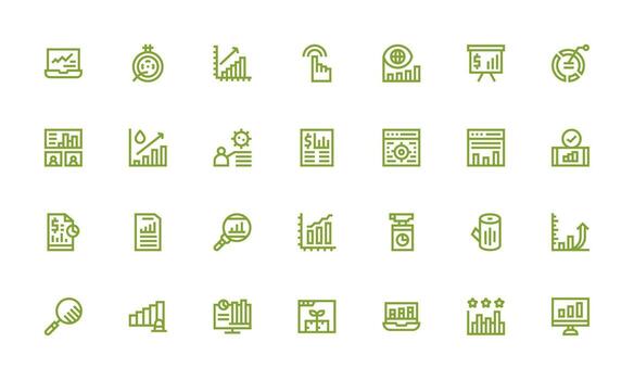28 Bold Line Icons for Metrics Graphics Essential Icon Collection vector