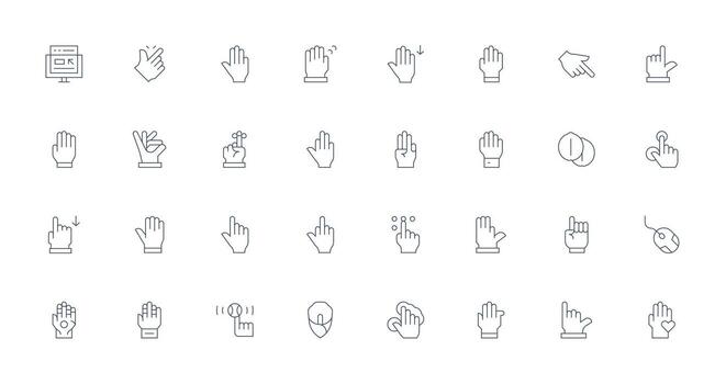 hacer clic conjunto con 32 Delgado línea íconos ligero icono serie vector