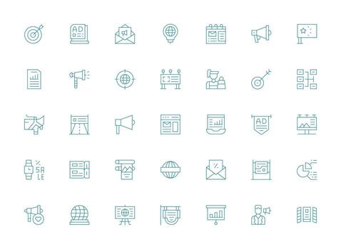 Light Line Icons from Marketing Set with 35 Vectors Neatly Designed Icons for Web Platforms