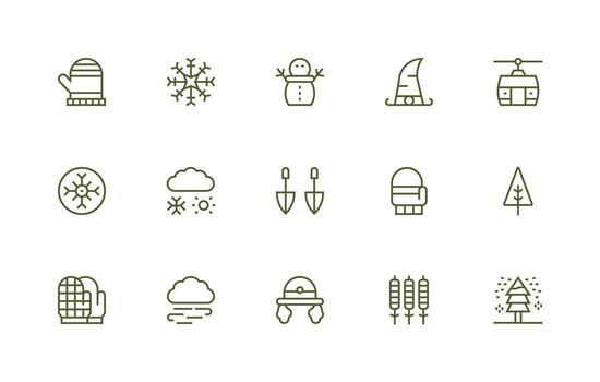 15 Regular Line Vectors for Snow Theme Dashboard Icon Series