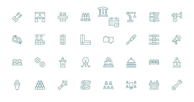 montaje presentando 32 íconos en Delgado línea diseño neutral estilo íconos para ninguna proyecto vector