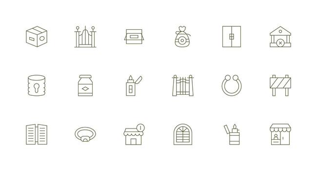 Closed Icon Set with 18 Minimal Line Graphics Scalable Icon Pack vector