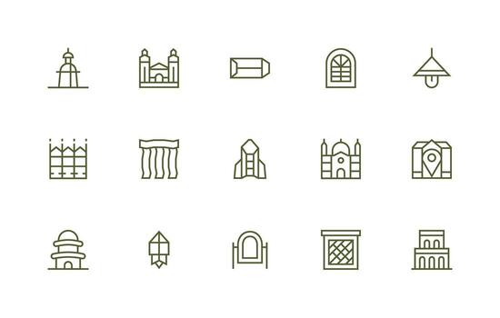 15 Icons for Architectural in Regular Line Format Full Icon Library for UI Designers vector