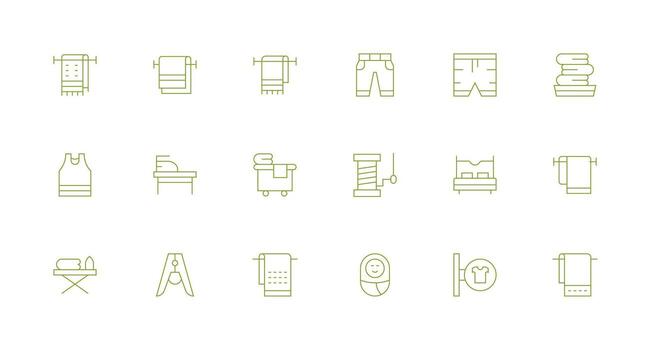 18 Minimal Line Style Icons from Linen Collection Basic Icon Series vector