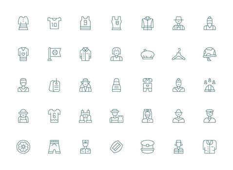 Uniform featuring 35 Icons in Light Line Design Core Icon Collection for Daily Tasks vector