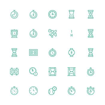 25 Icons for Countdown in Medium Stroke Outline Format Creative Icon Set vector
