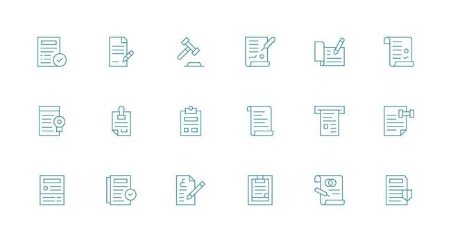 Legal Document Icon Set with 18 Minimal Line Graphics Editable Icon Collection vector