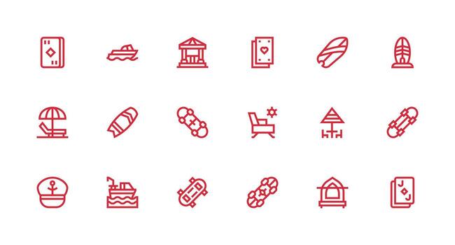 18 Icons for Deck in Strong Stroke Line Format Dashboard Icon Series vector