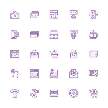 Medium Stroke Outline Icons from Online Payment Set with 25 Vectors Icon Pack for Various Themes