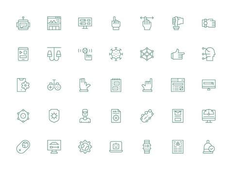 Light Line Style Interface Icons with 35 Vectors Balanced Icon Set for Functional Design