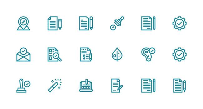 18 Strong Stroke Line Icons for Correct Graphics UI Icon Set vector
