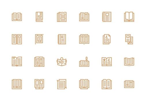 paginas presentando 24 íconos en grueso línea línea diseño icono conjunto vector