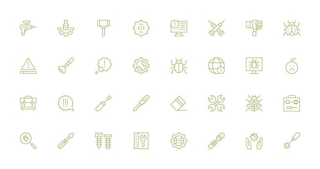 32 Thin Line Style Icons from Fix Collection General Use Icon Pack vector